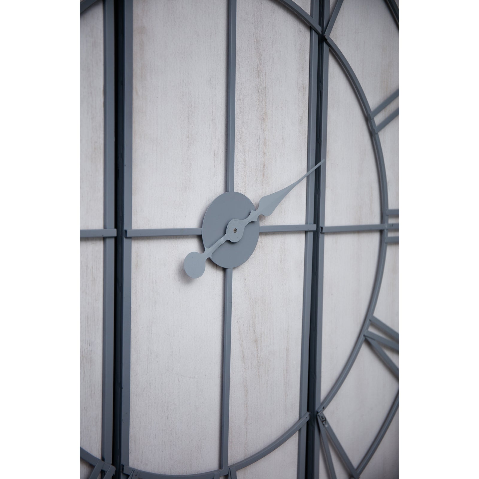 Harry Christian Home Large Light Grey & White Wash Panelled Wall Clock