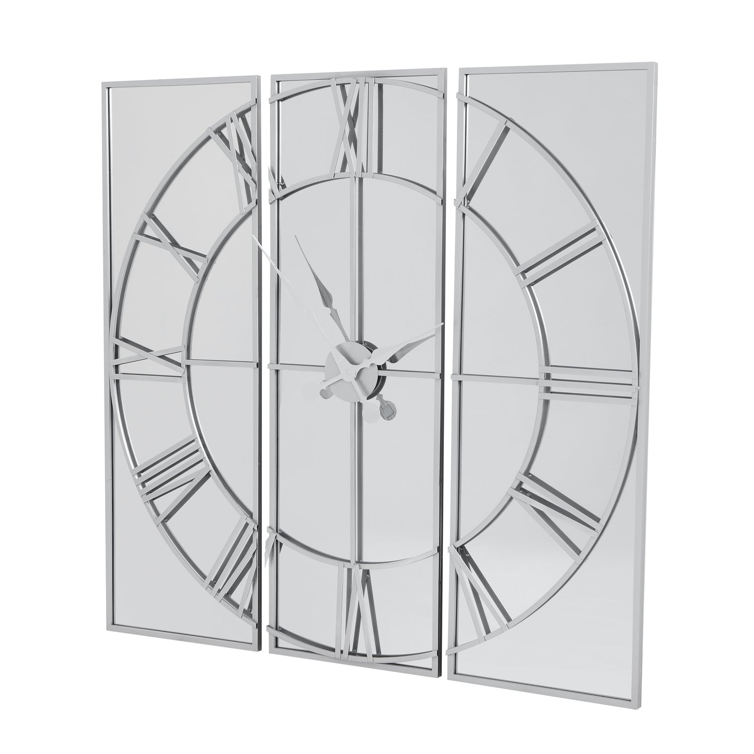 Harry Christian Home Large Statement Silver Mirrored Wall Clock