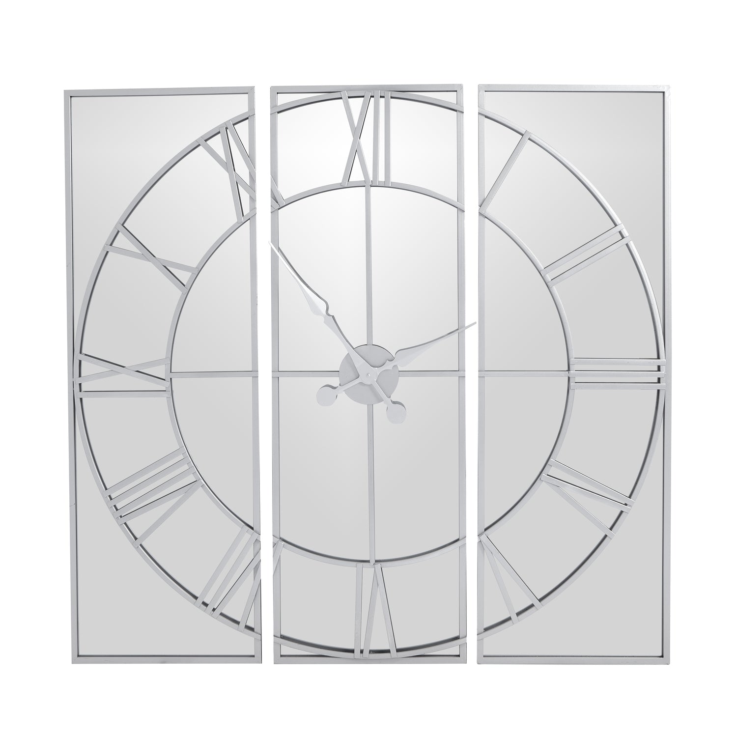 Harry Christian Home Large Statement Silver Mirrored Wall Clock