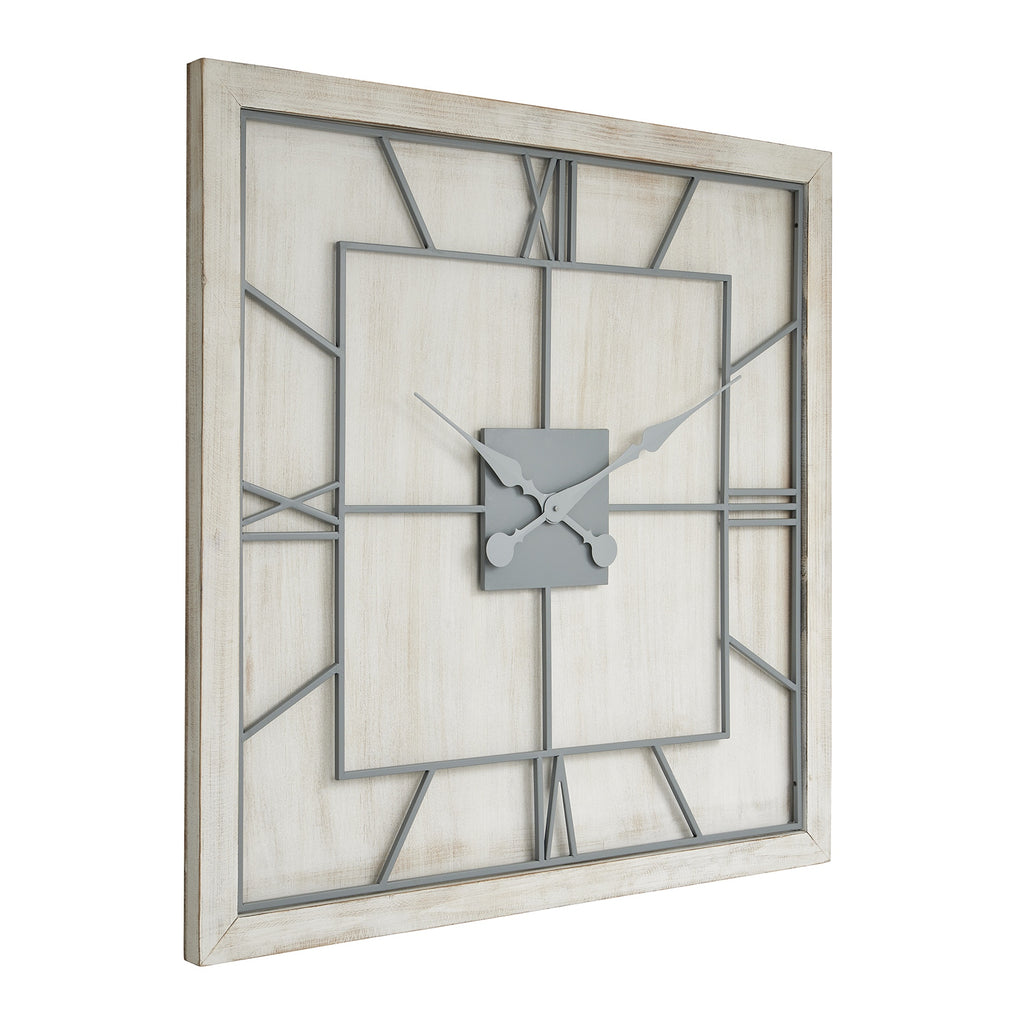 Harry Christian Home Large Statement Square Light Grey & White Wash Wall Clock
