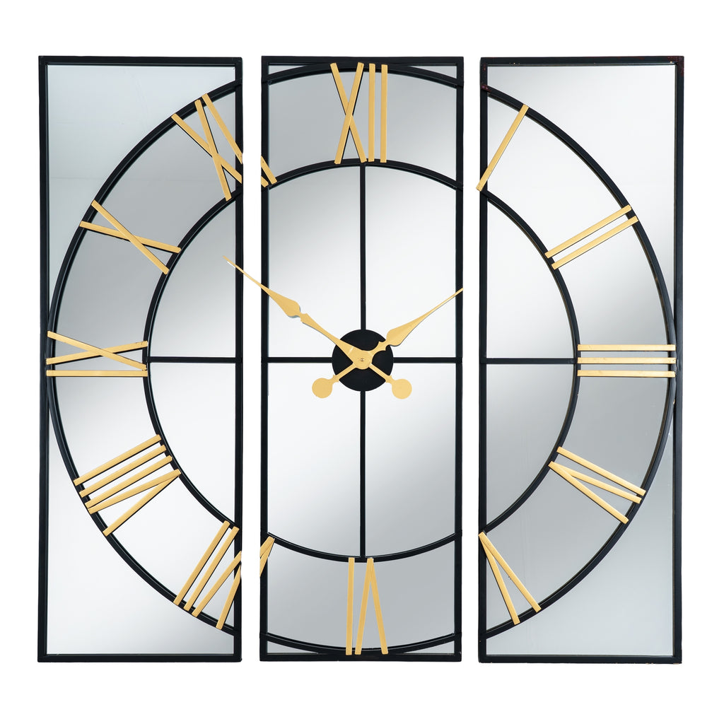 Harry Christian Home Statement Black and Gold Large Wall Clock
