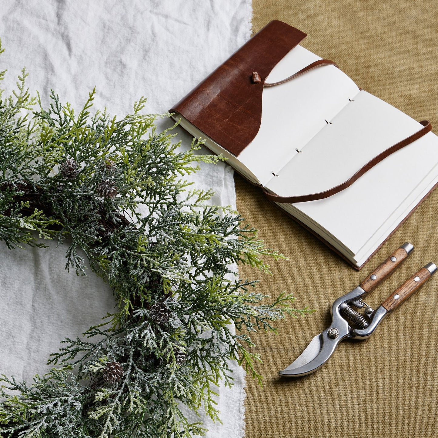 Luxury Frosted Pine Wreath With Pinecones