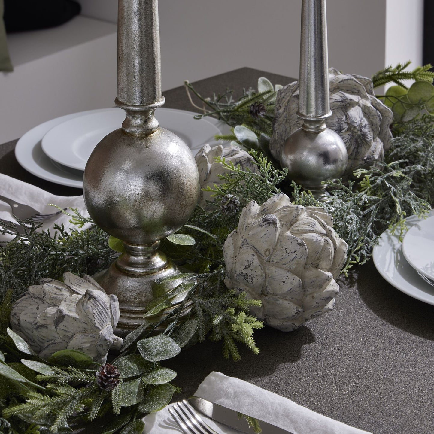 Frosted Pine Garland With Pinecones