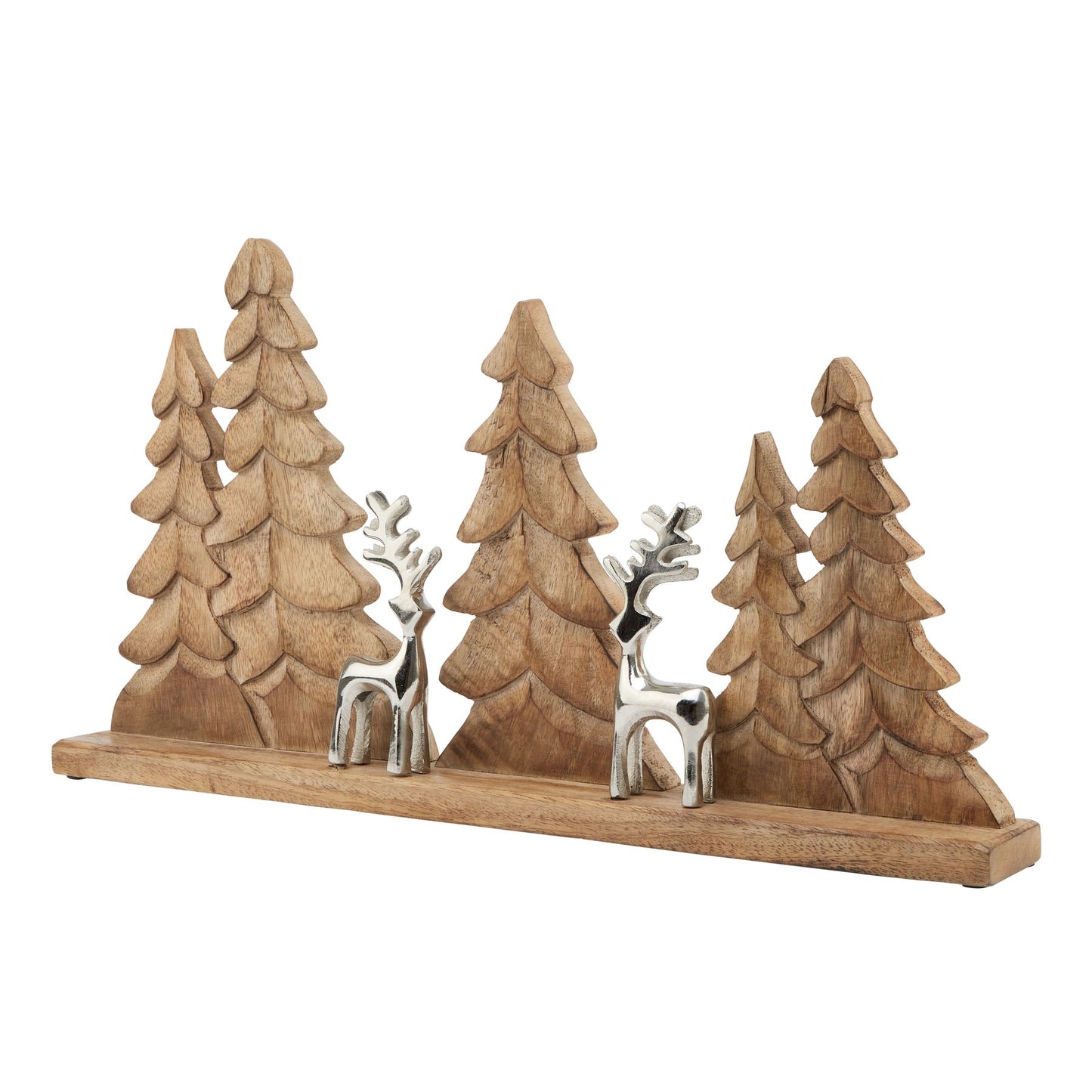 Large Wood And Metal Tree And Reindeer Decoration