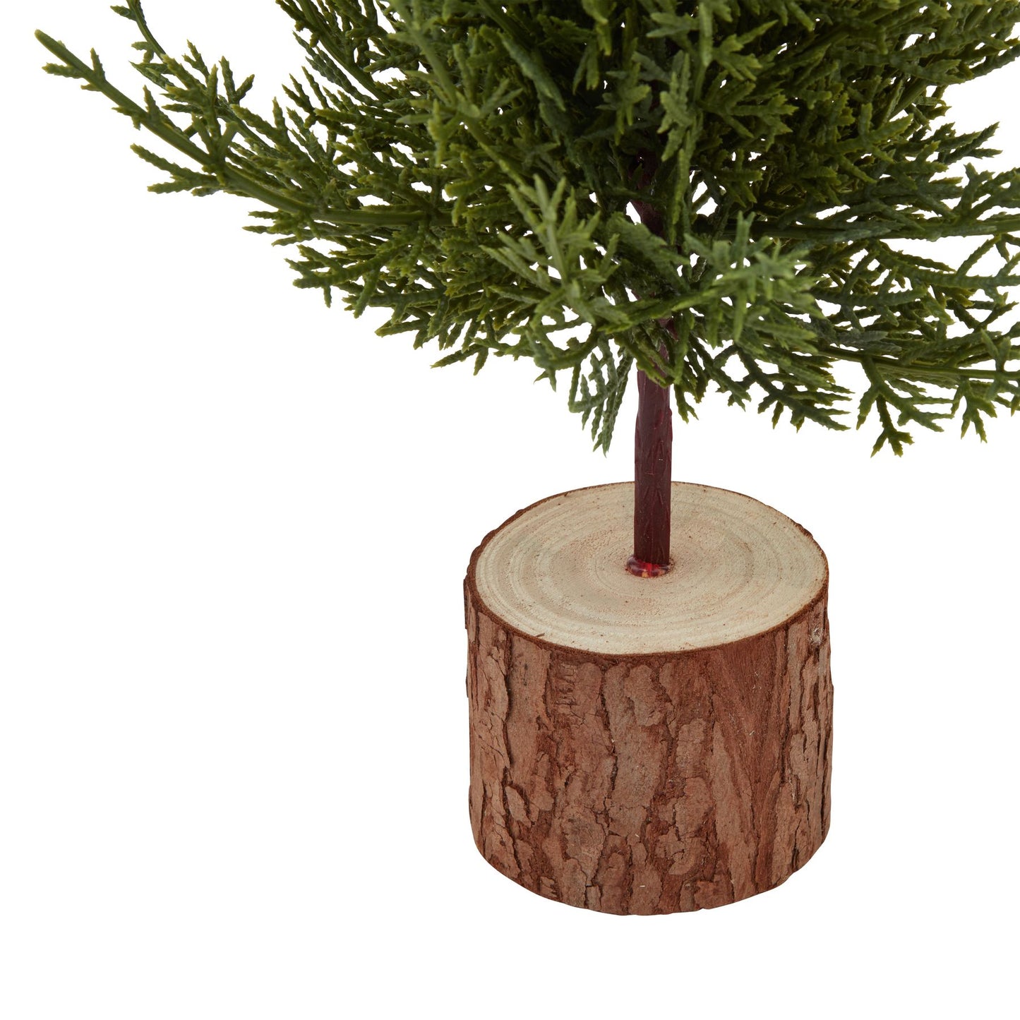 40CM High Small Green Fir Tree In Wood Log