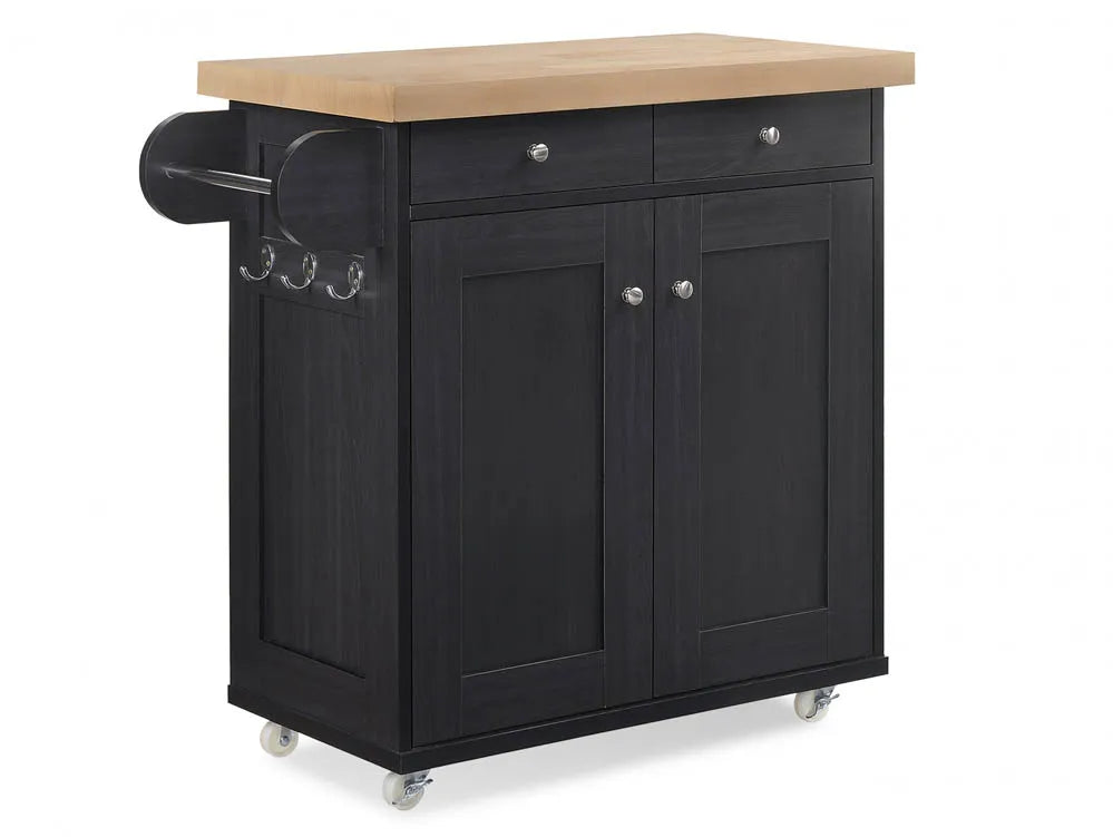 Harry Christian Home Black Kitchen Island With Oak Top