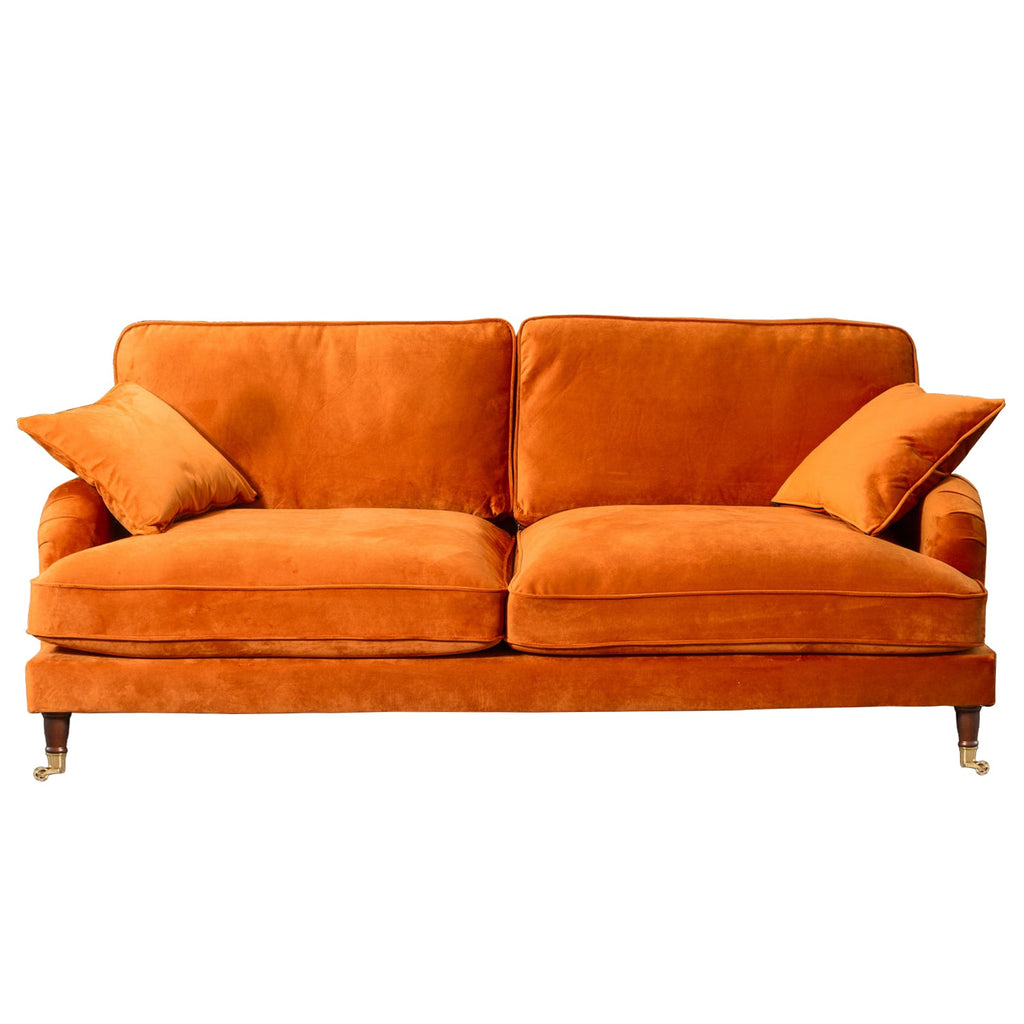Burnt Orange Velvet 4 Seater Sofa