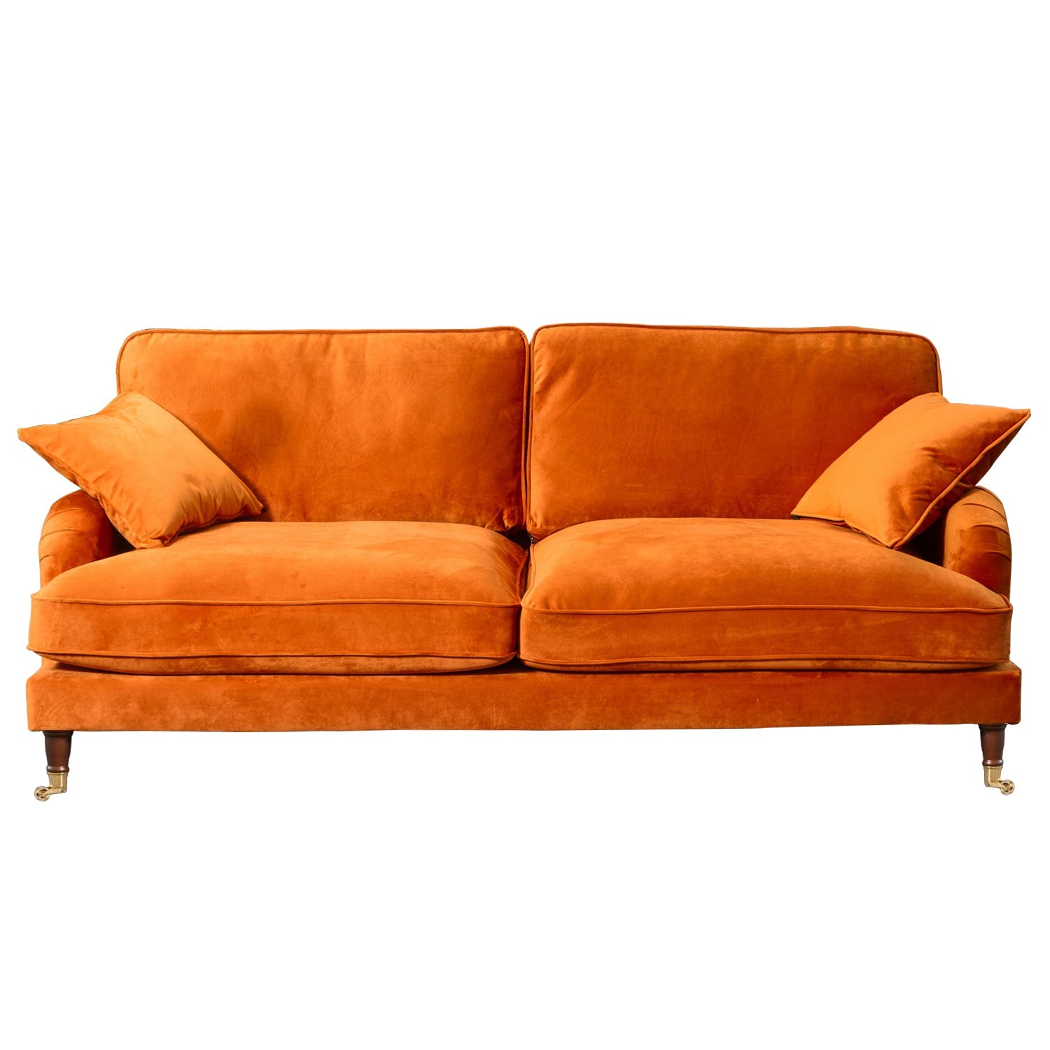 Burnt Orange Velvet 4 Seater Sofa
