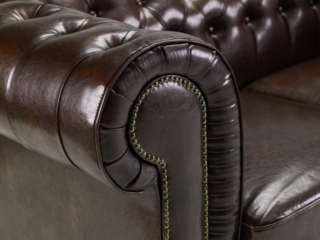 The Lancaster Large Corner Chesterfield Sofa In Antique Brown
