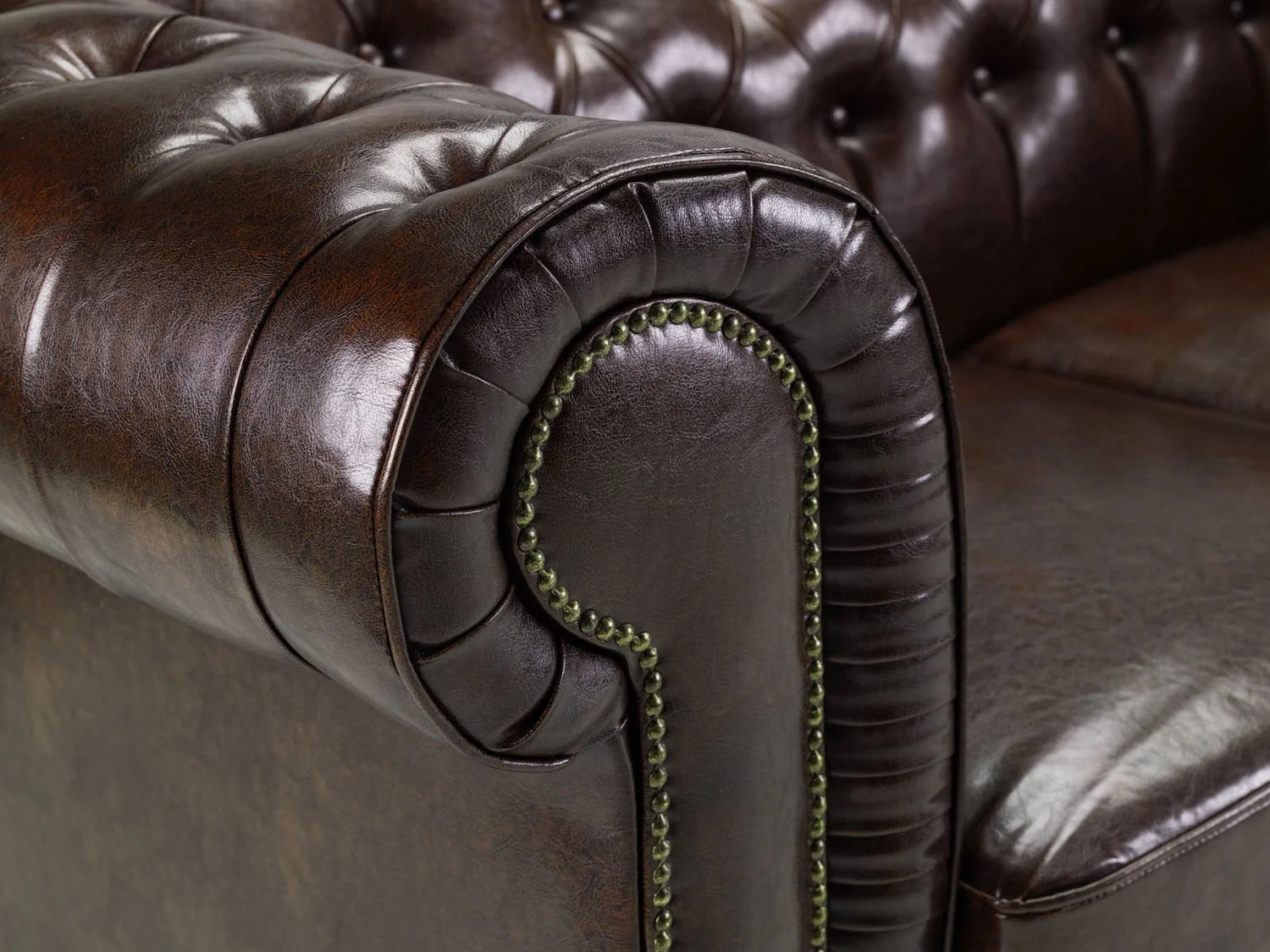 The Lancaster Large Corner Chesterfield Sofa In Antique Brown