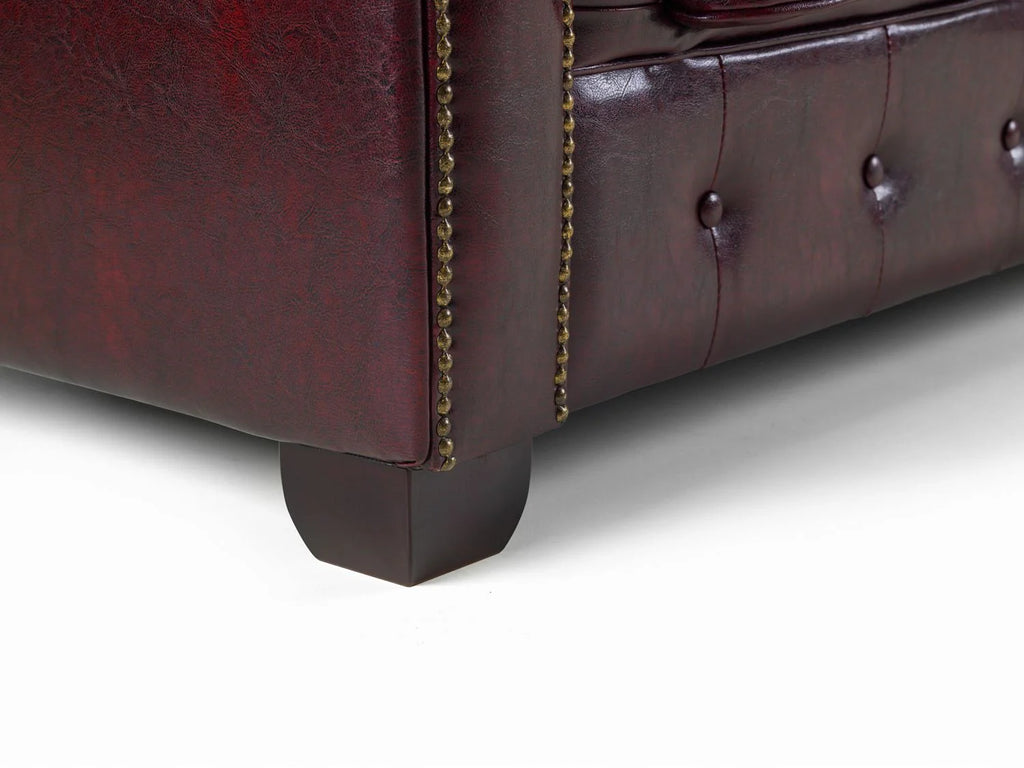 The Lancaster 3 Seater Chesterfield In Oxblood Red Leather