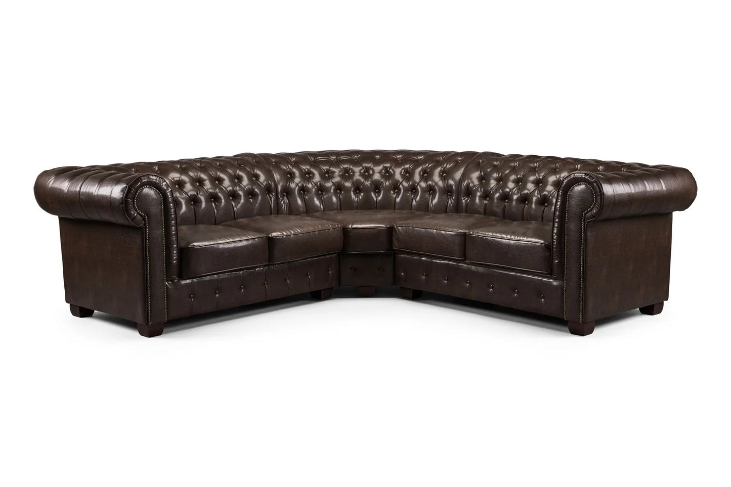 Antique Brown Leather Chesterfield Corner Sofa