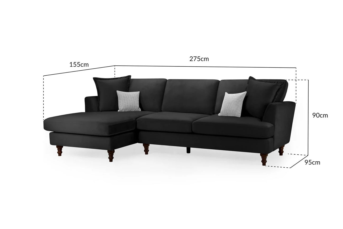 Bari Sofa Black Left Hand Facing Corner