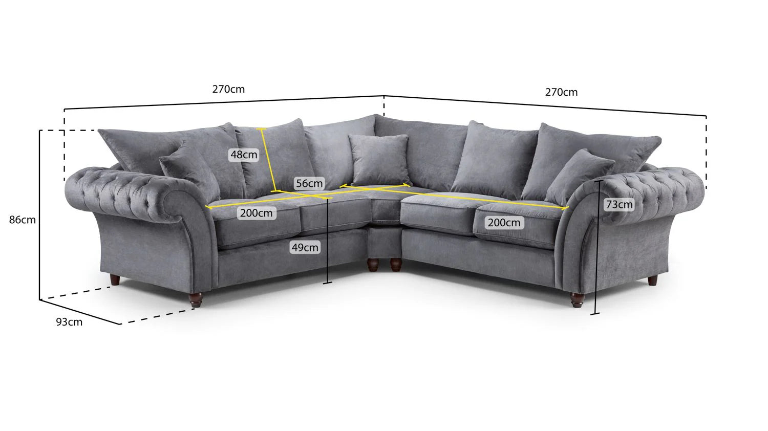 The Windsor Large Corner Sofa In Grey