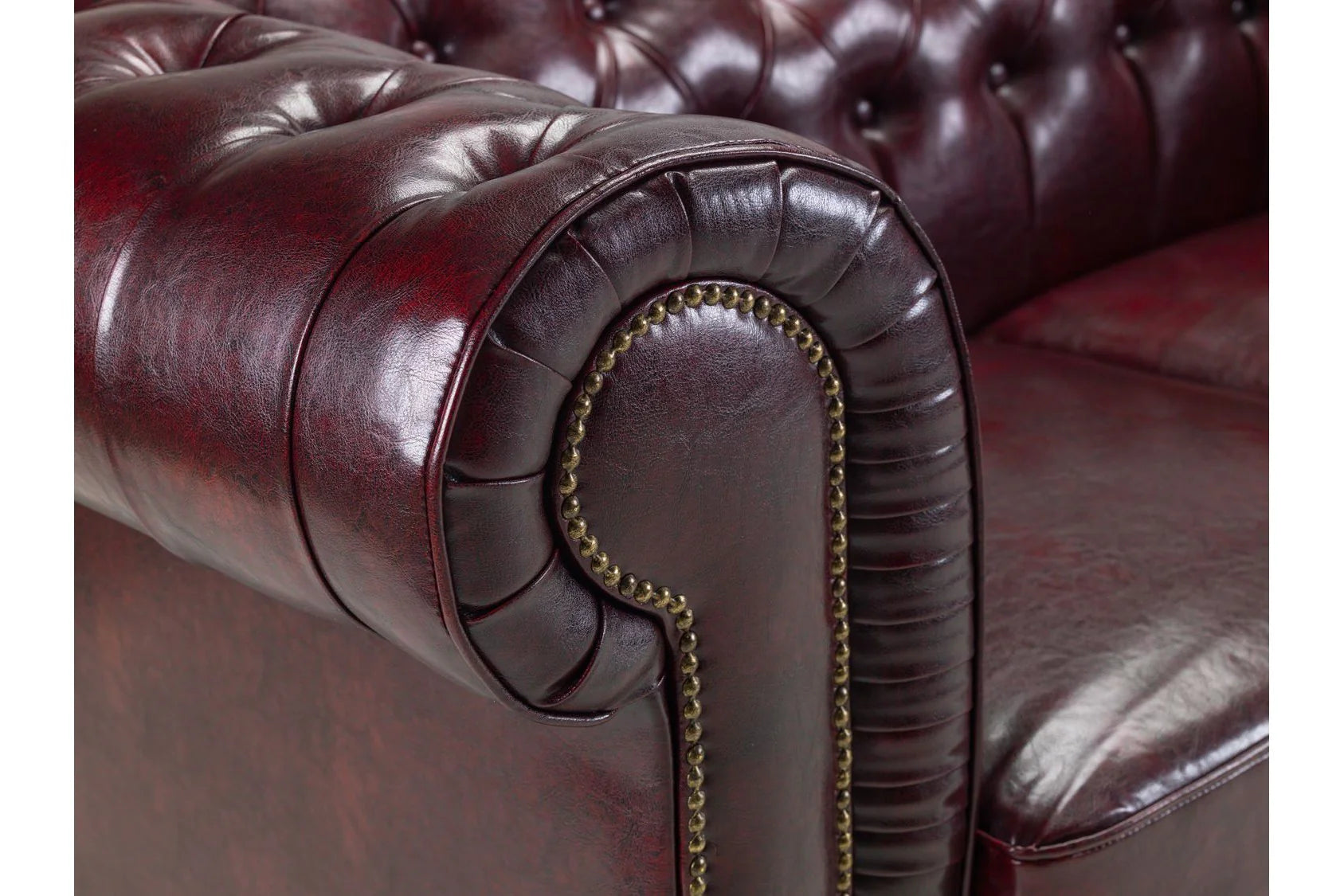 The Lancaster Chesterfield Armchair In Oxblood Red Leather