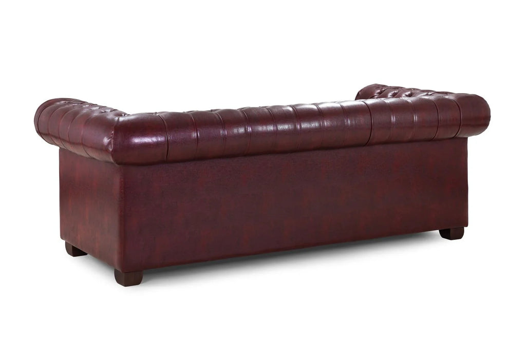 The Lancaster 3 Seater Chesterfield In Oxblood Red Leather
