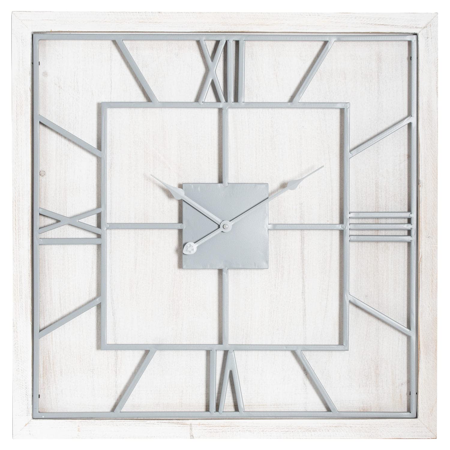 Harry Christian Home Large Statement Square Light Grey & White Wash Wall Clock