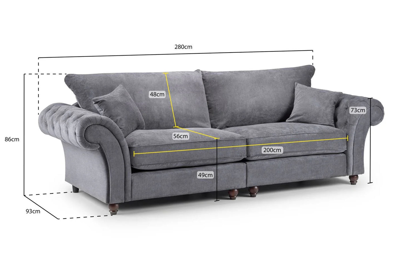 The Windsor 4 Seater Sofa In Grey