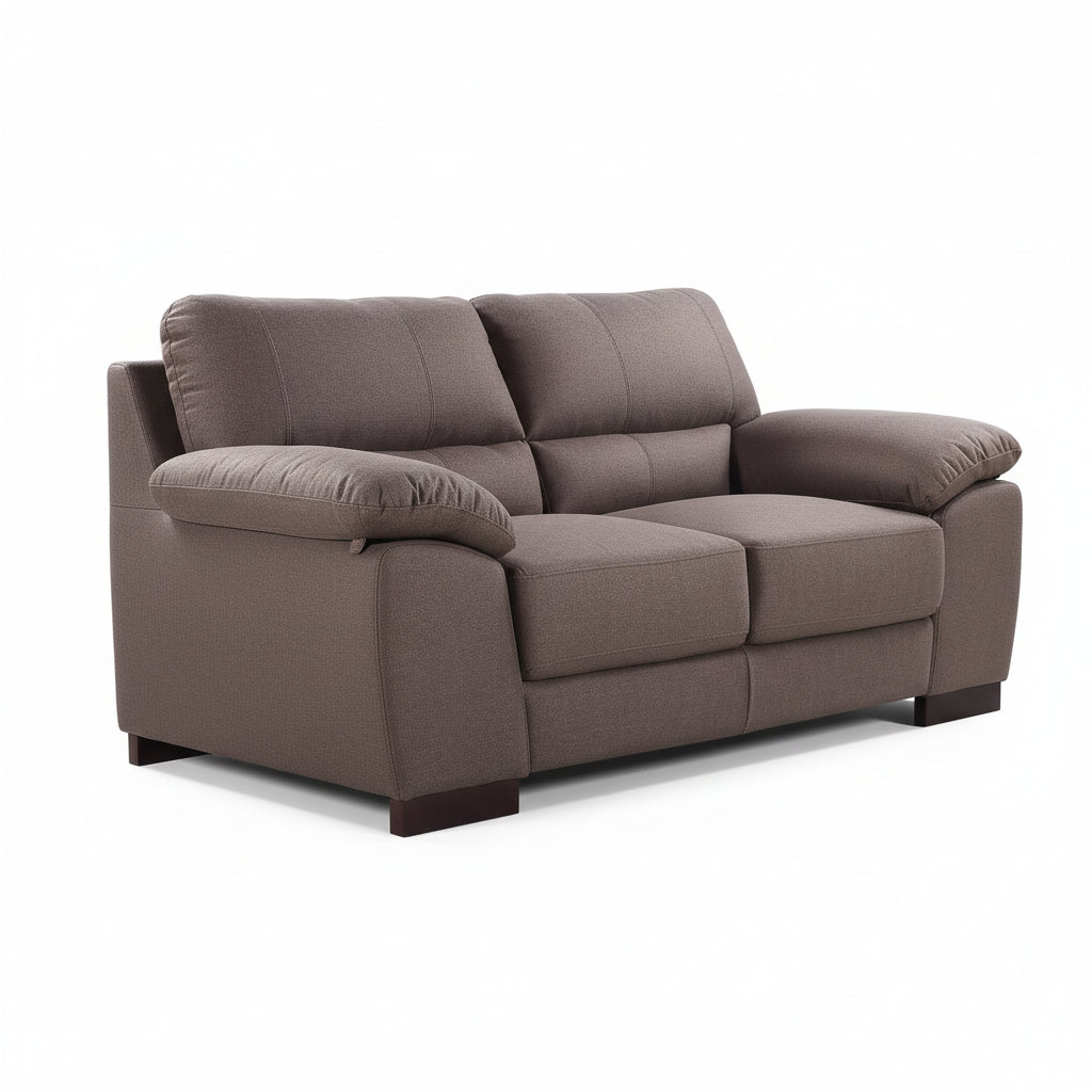 Dark Brown Woven Fabric 2 Seater Sofa