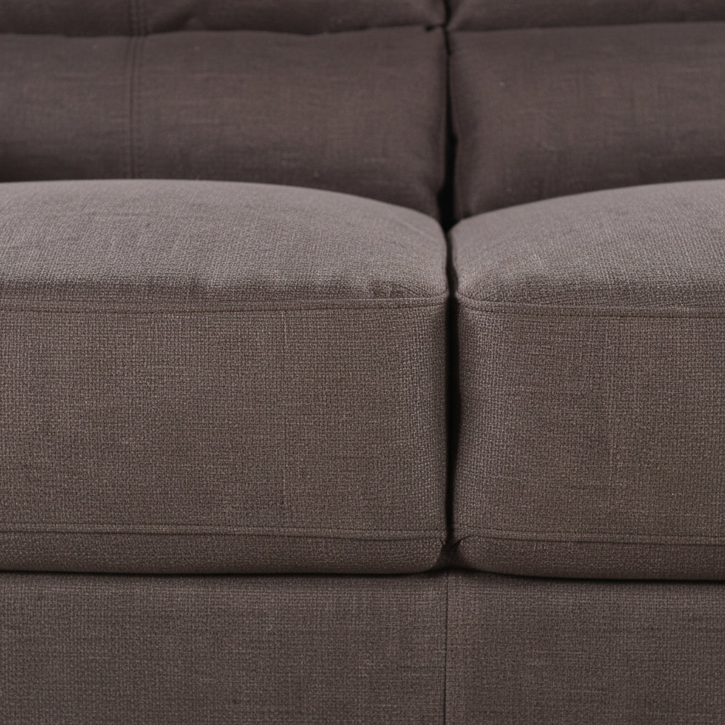 Dark Brown Woven Fabric 3 Seater Sofa