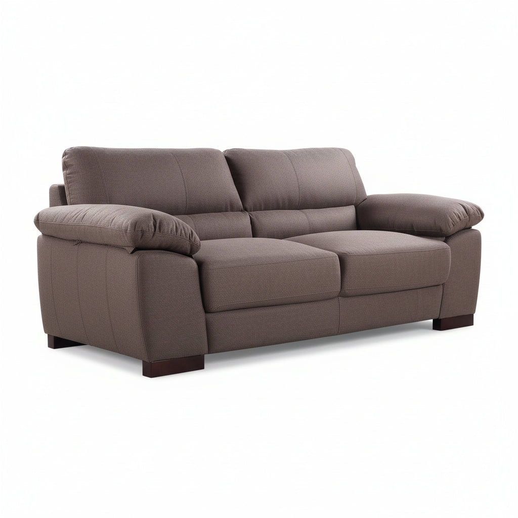 Dark Brown Woven Fabric 3 Seater Sofa