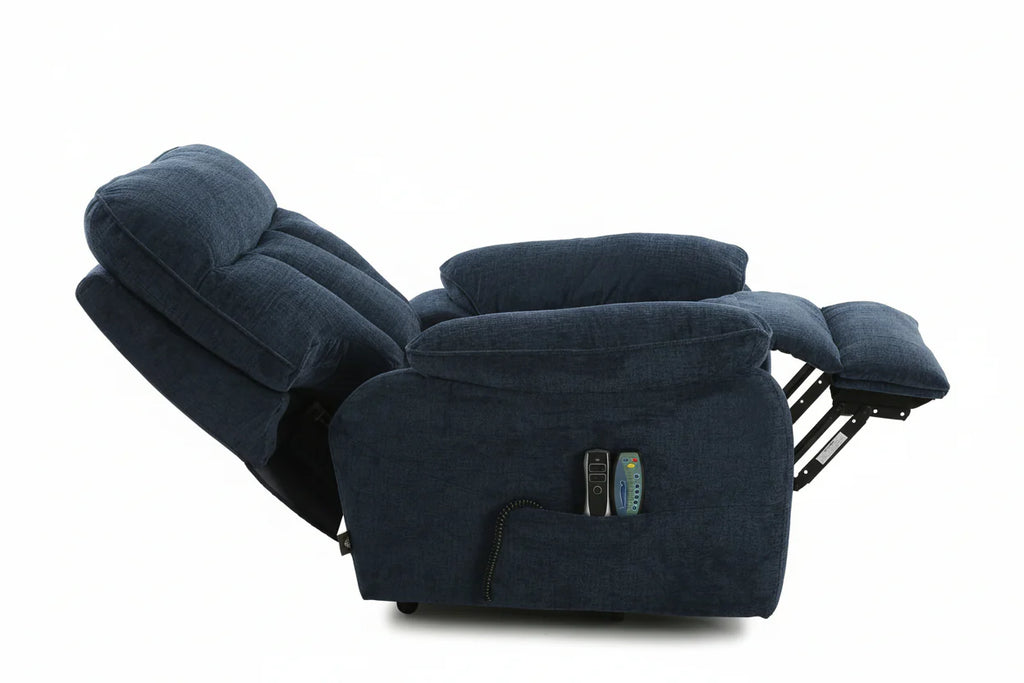 Heritage Home Rise and Recline + Massage + Heat Armchair in Blue