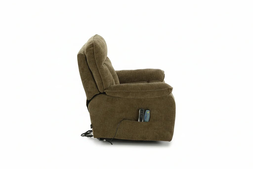 Heritage Home Rise and Recline + Massage + Heat Armchair in Brown