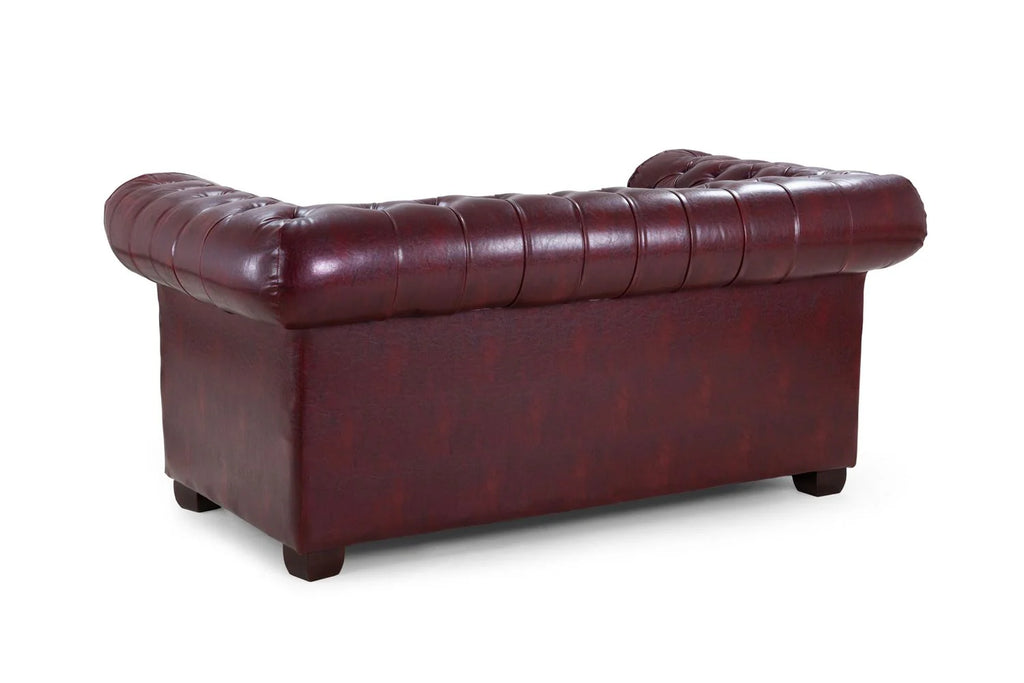 The Lancaster 2 Seater Chesterfield Sofa In Oxblood Red Leather
