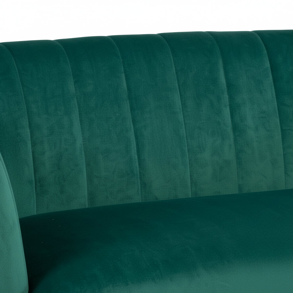 Green Velvet Armchair with Gold Legs