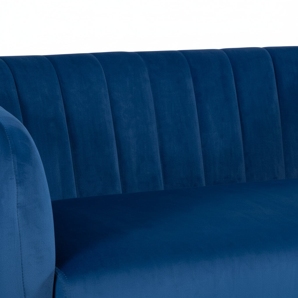 Blue Velvet Armchair with Gold Legs
