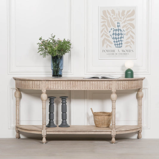 Acacia Wooden Curved Console