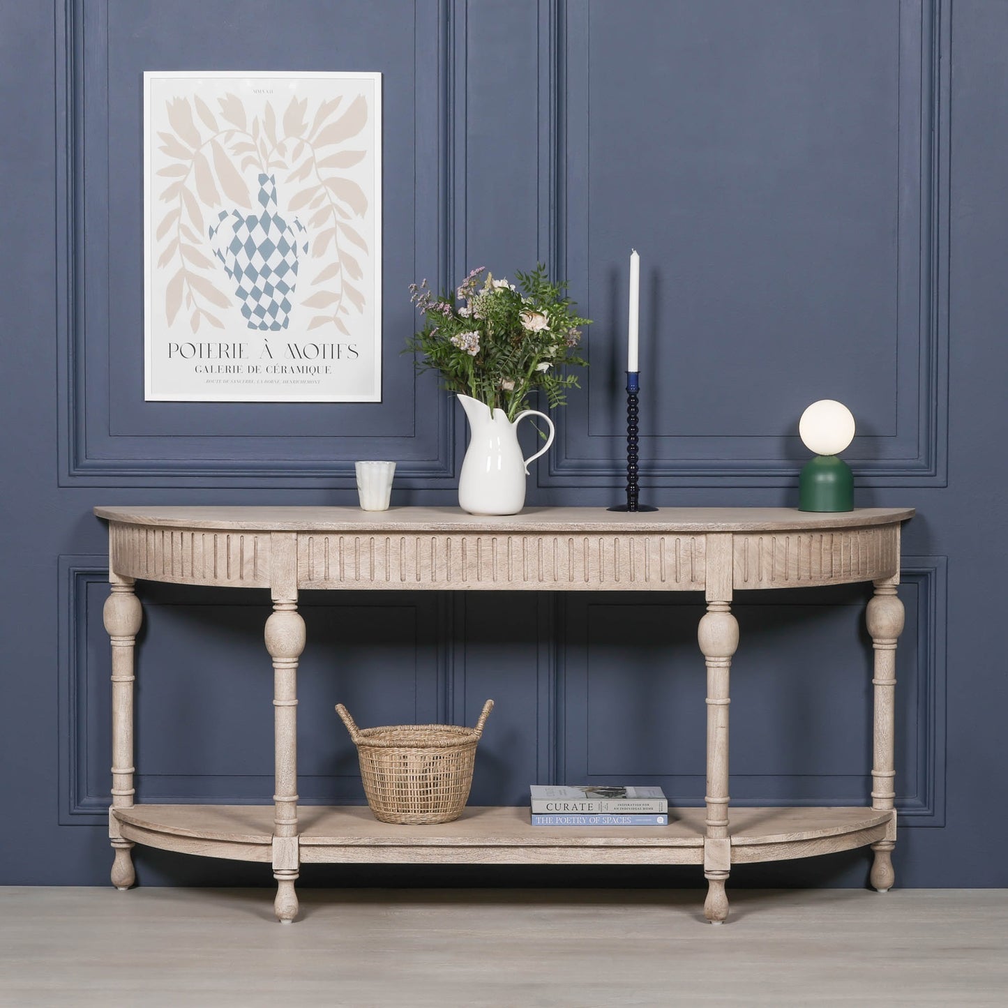 Acacia Wooden Curved Console