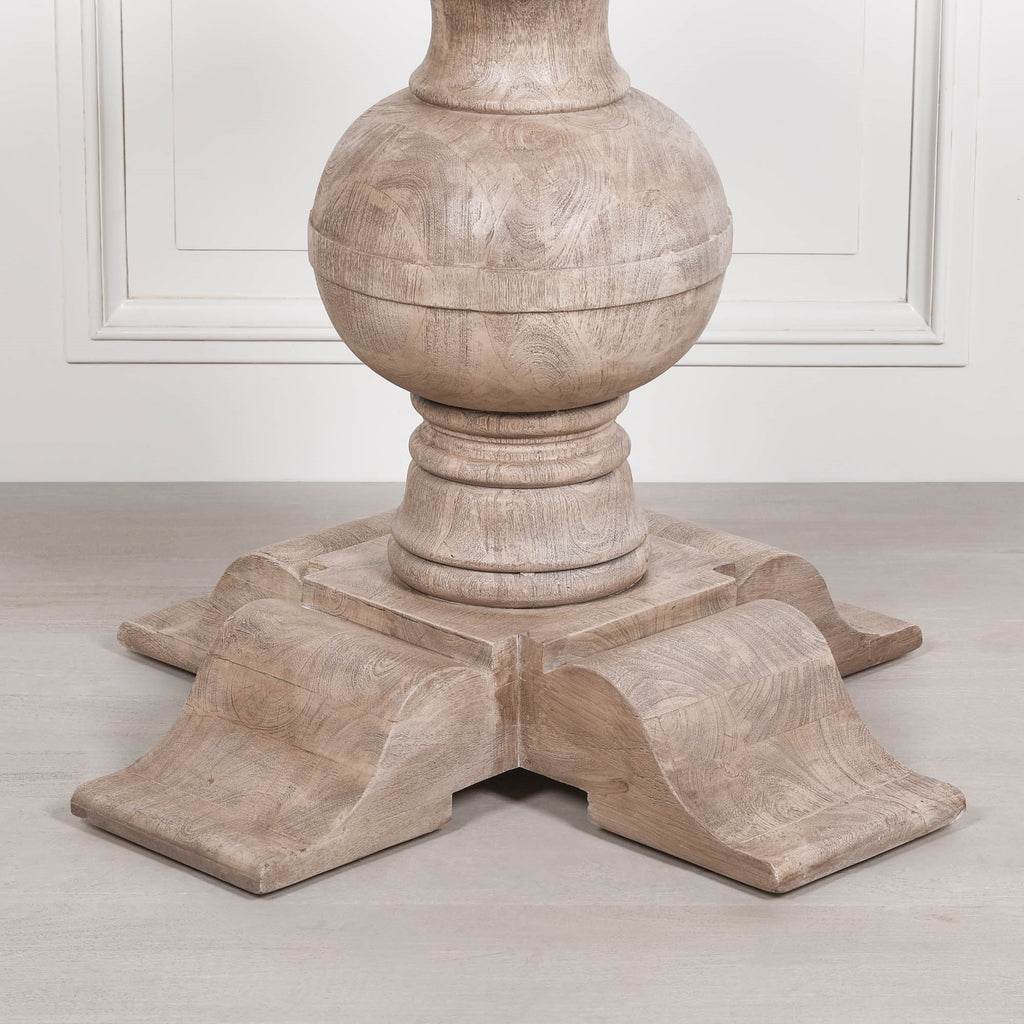 Rustic Acacia Round Ball Dining Table With 4 Louis Chairs