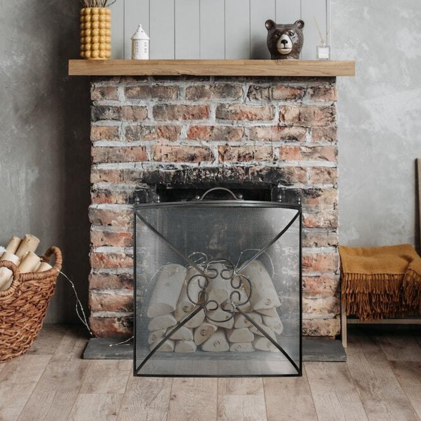 Mesh Fireguard in Antique Pewter Effect Finish