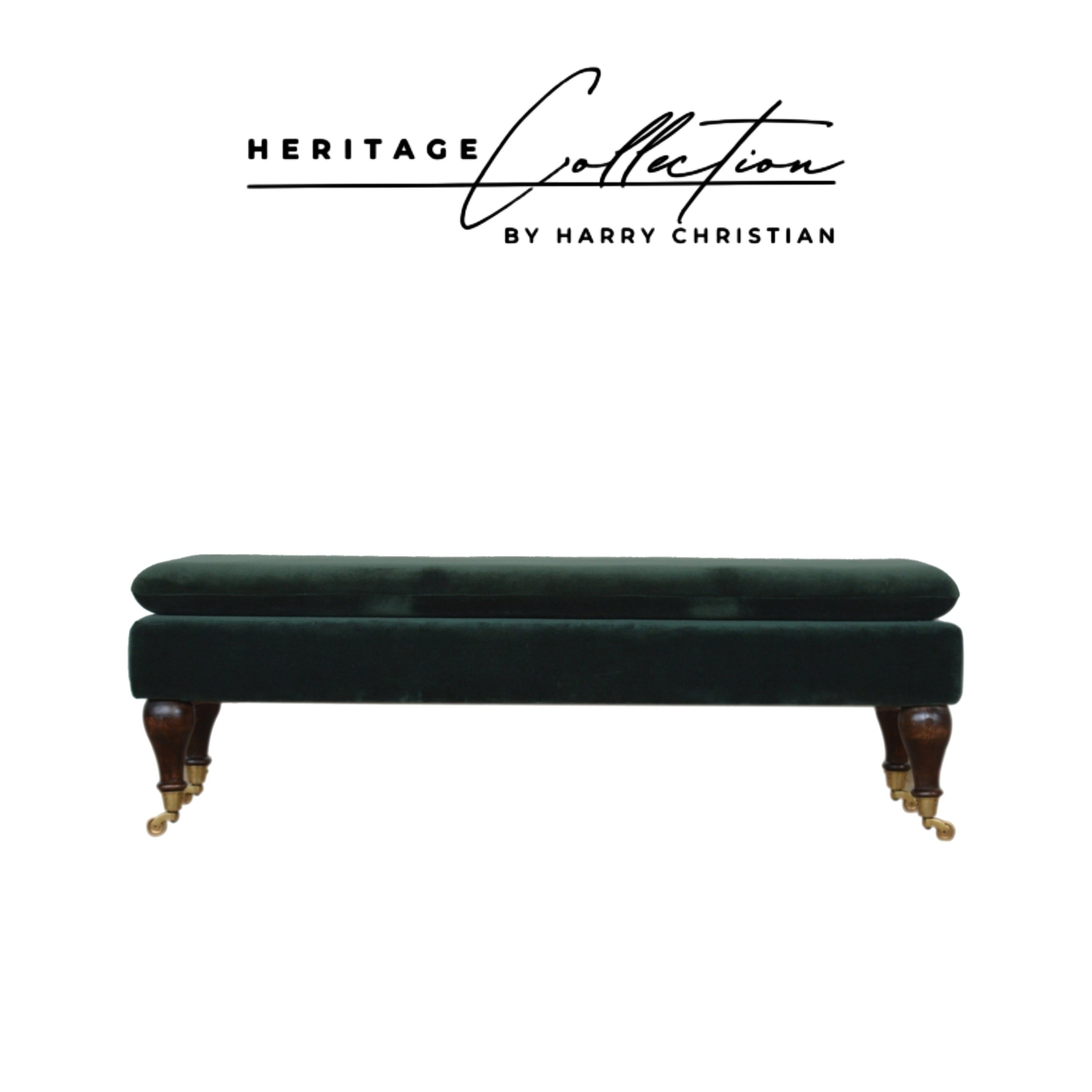 Heritage Collection Emerald Velvet Castor Bench