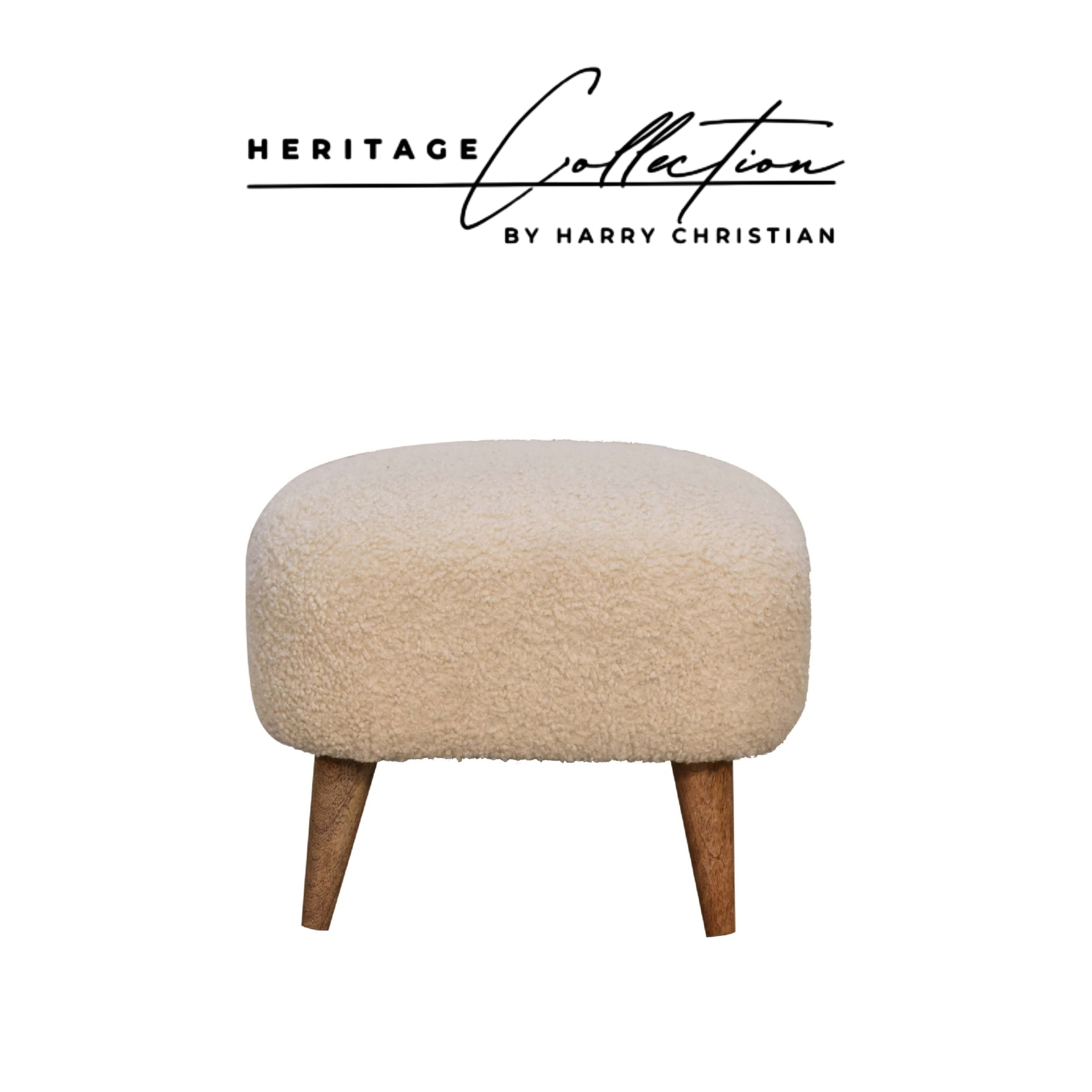 Heritage Collection Boucle Cream Square Footstool