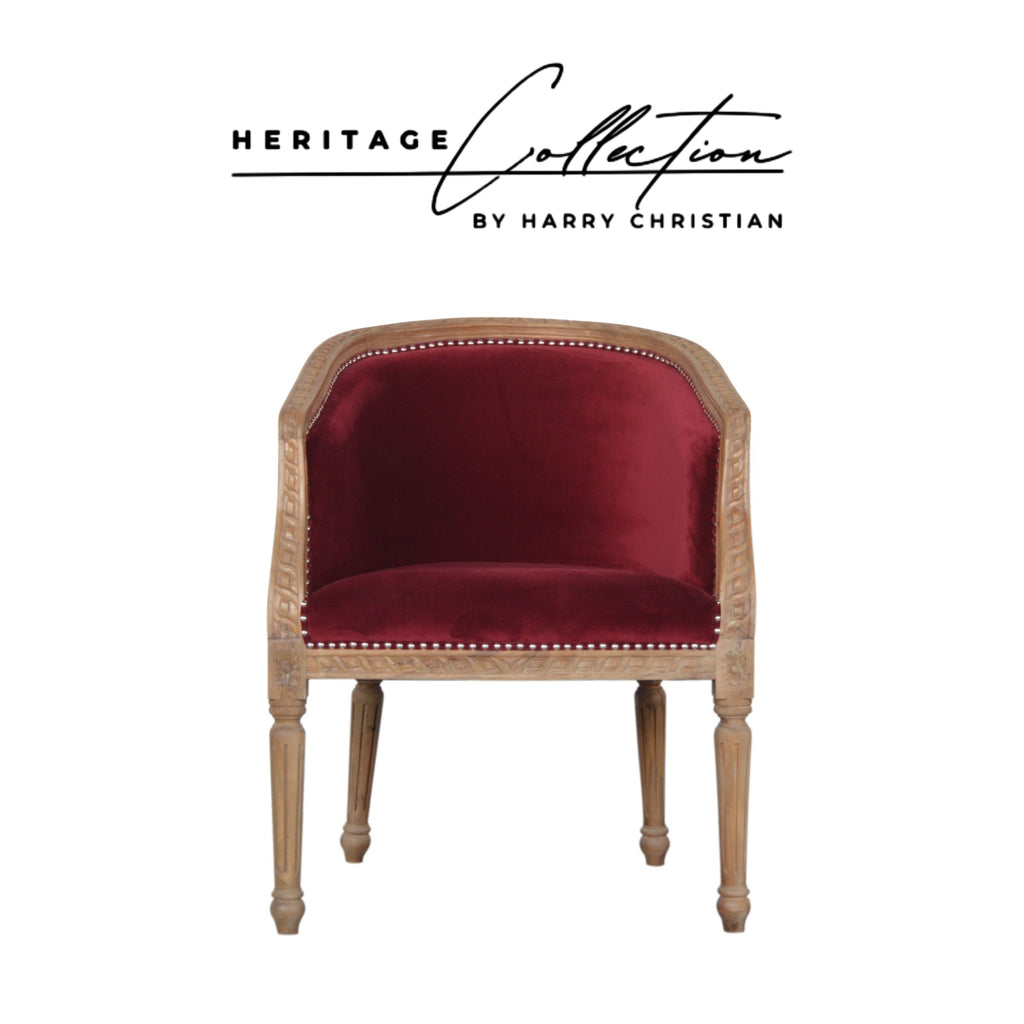 Heritage Collection Wine Red Velvet Occasional Chair