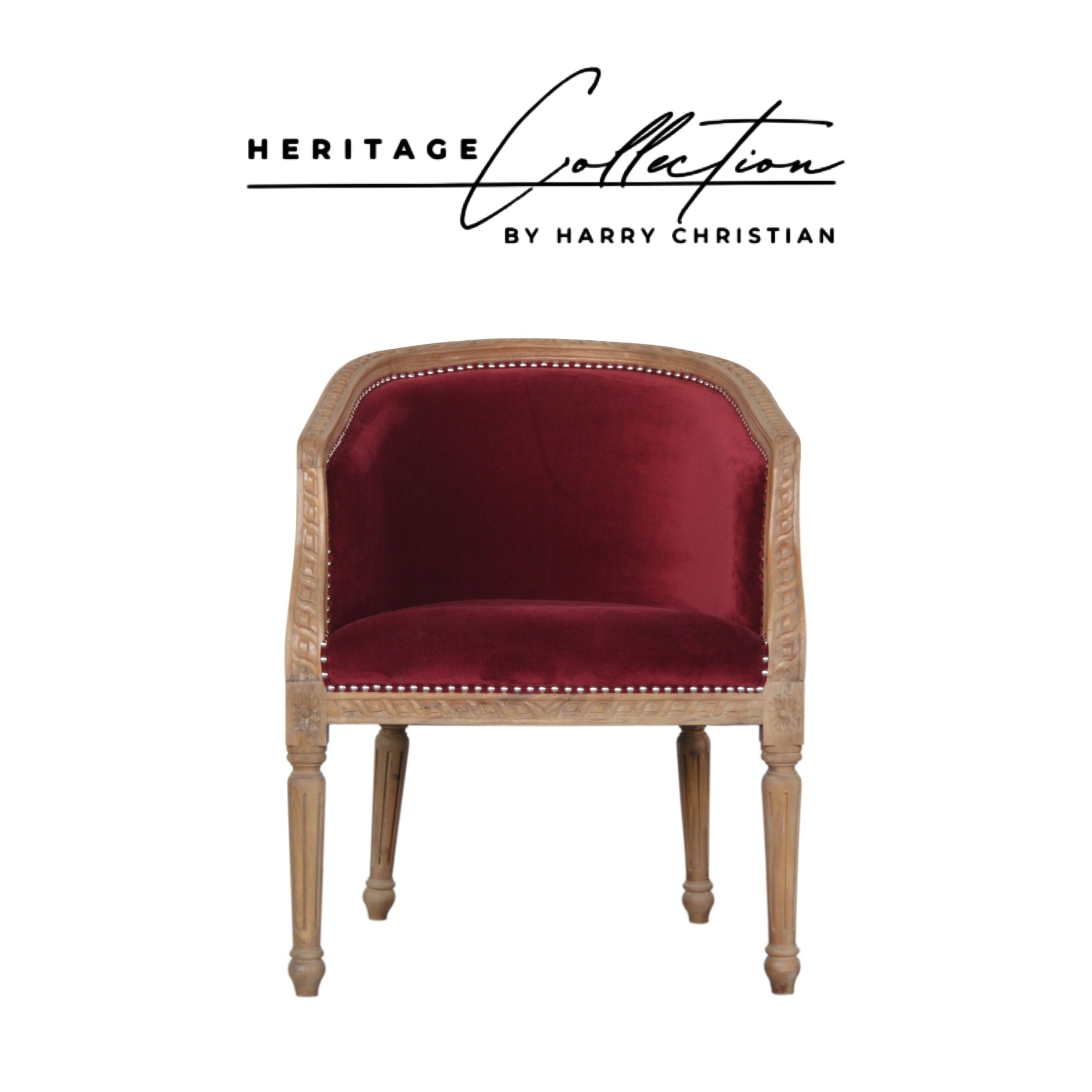 Heritage Collection Wine Red Velvet Occasional Chair