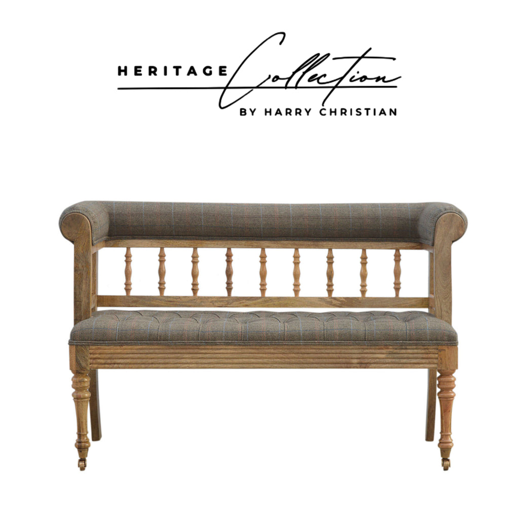 Heritage Collection Multi Tweed Deep Buttoned Bench