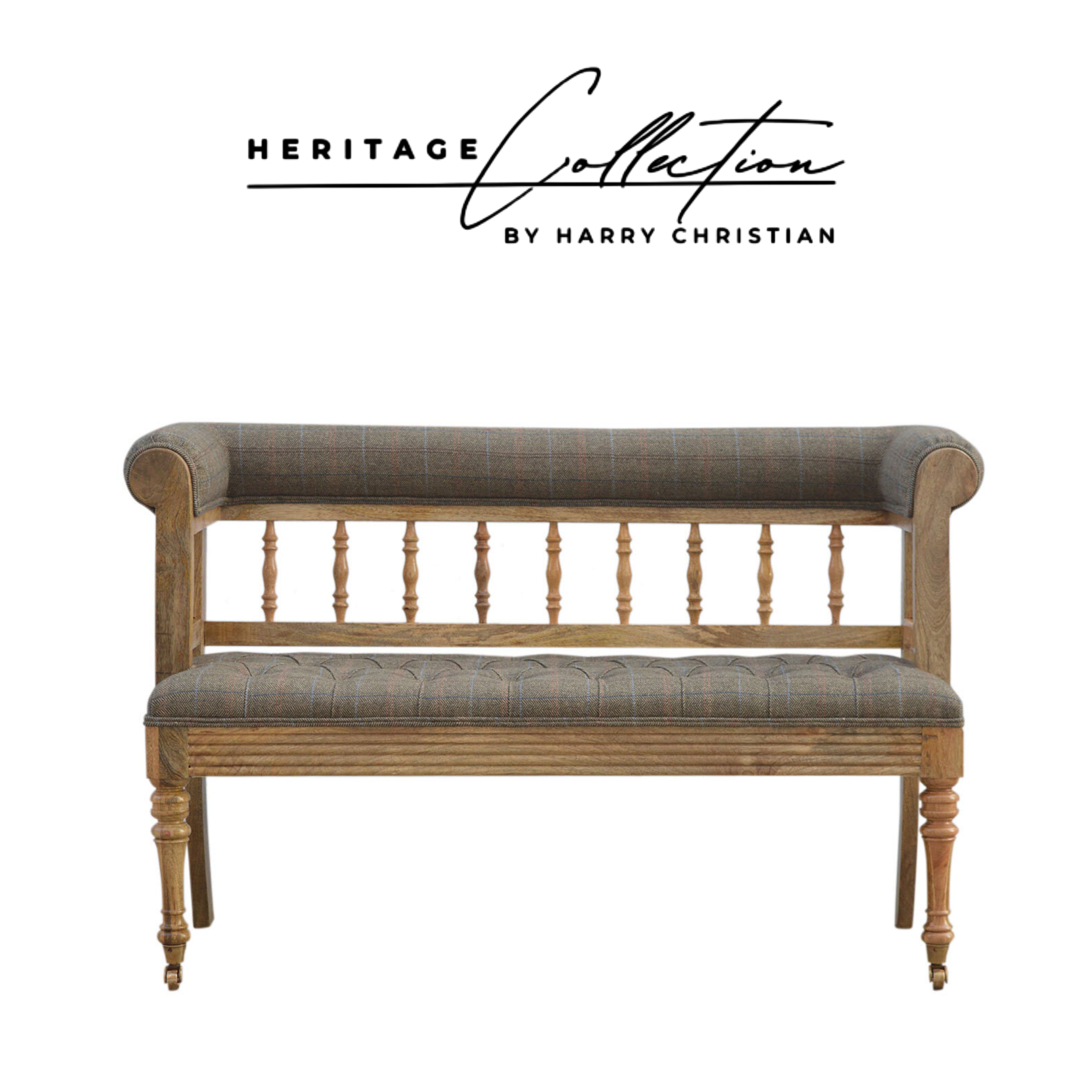Heritage Collection Multi Tweed Deep Buttoned Bench