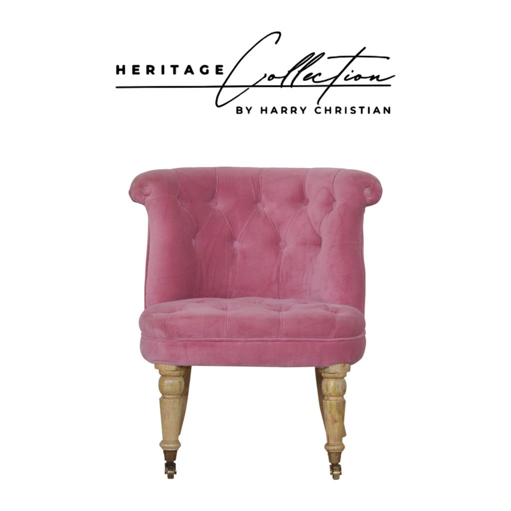 Heritage Collection Pink Velvet Accent Chair