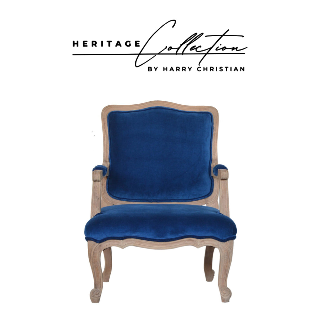 Heritage Collection Royal Blue Velvet French Chair