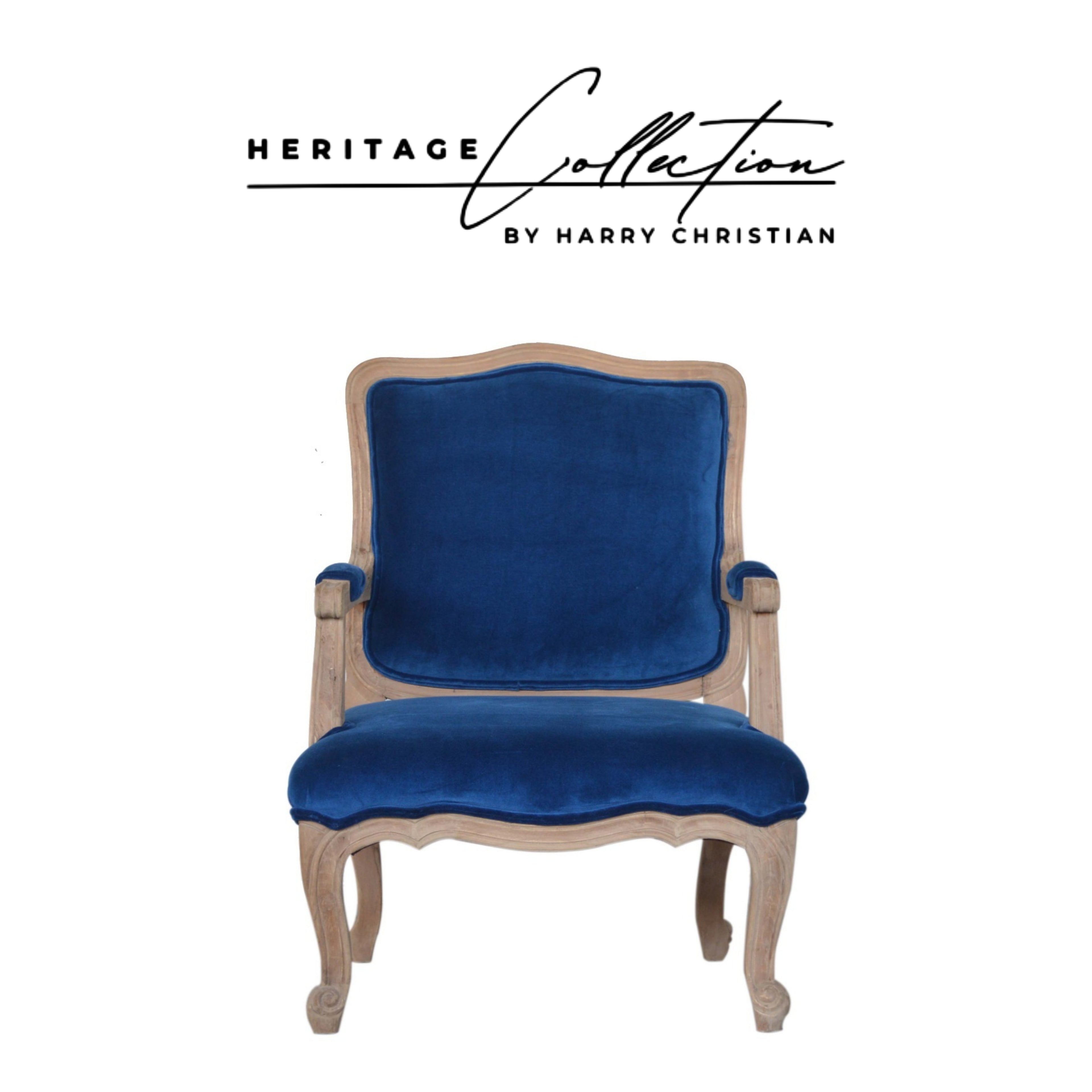 Heritage Collection Royal Blue Velvet French Chair