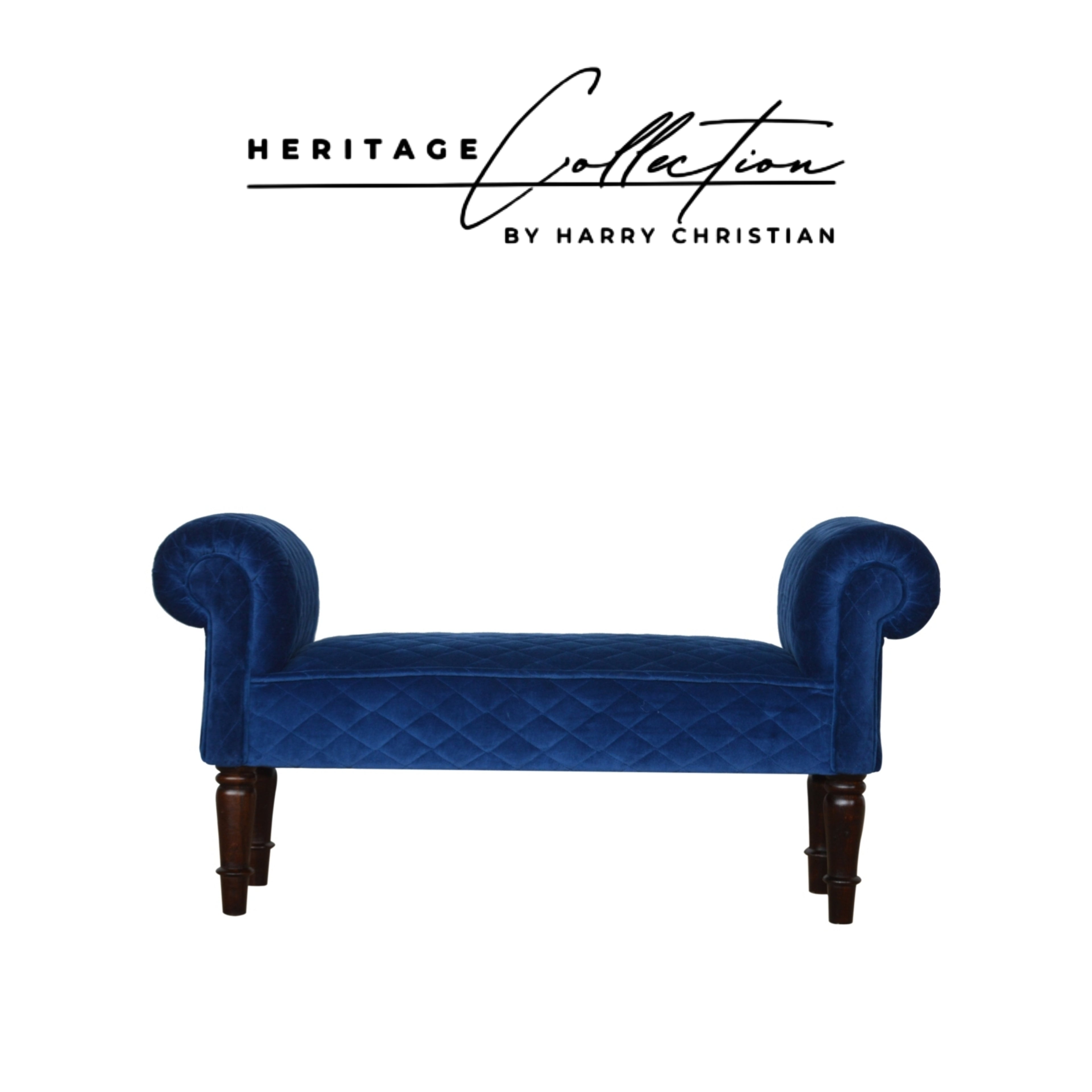Heritage Collection Royal Blue Quilted Velvet Bench
