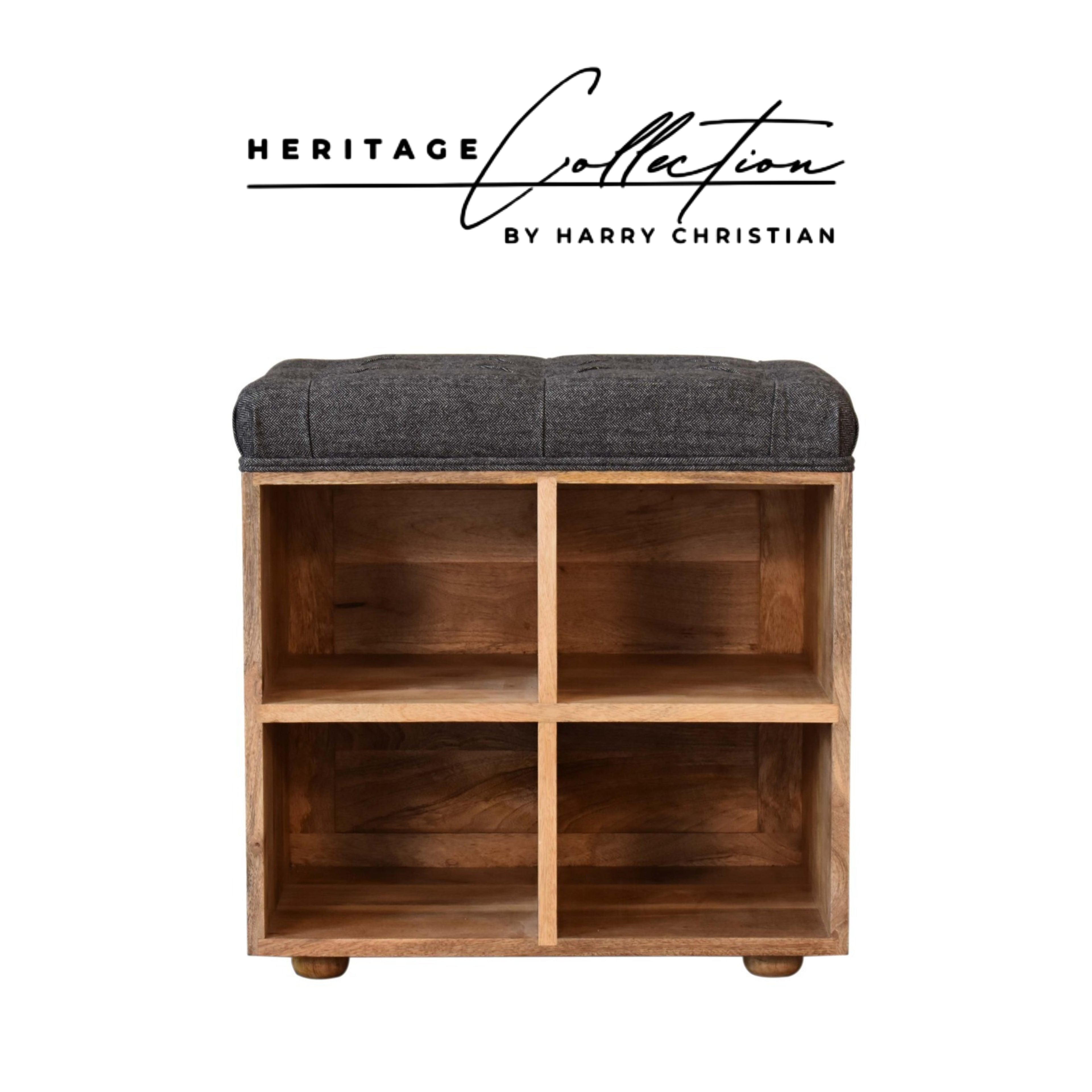 Heritage Collection Mini Black Shoe Storage Hallway Footstool