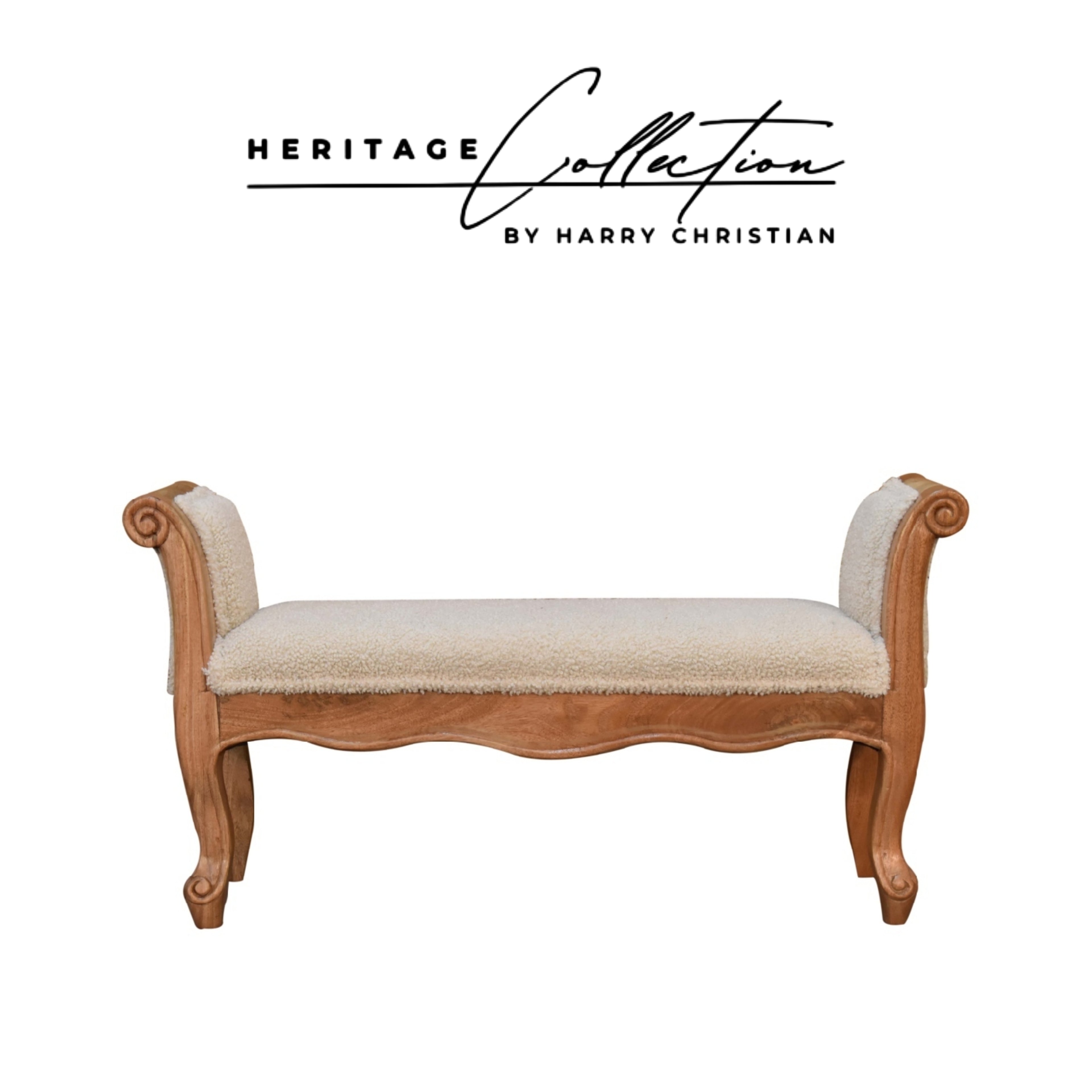 Heritage Collection Cream Boucle French Style Bench