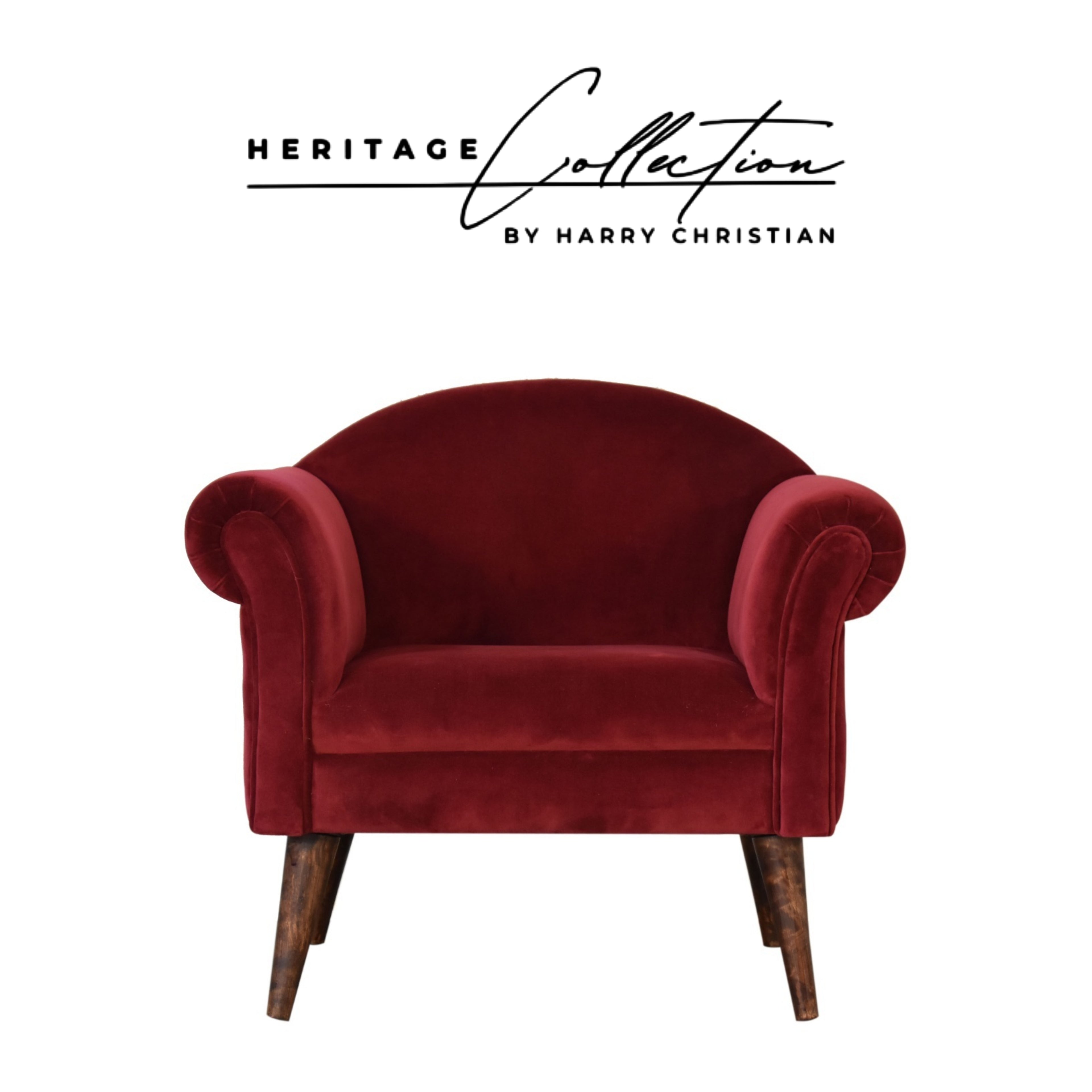 Heritage Collection Wine Velvet Nordic Style Armchair