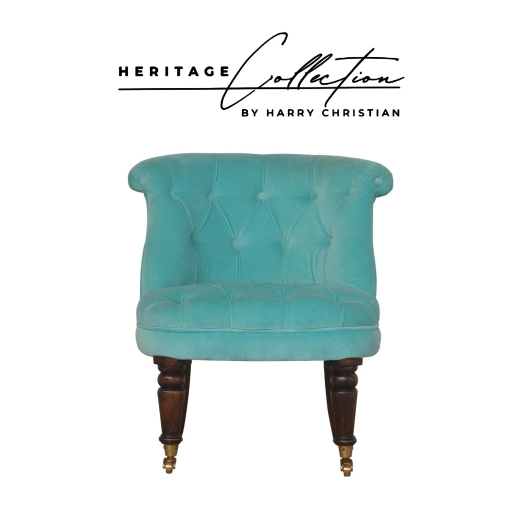 Heritage Collection Turquoise Velvet Accent Chair