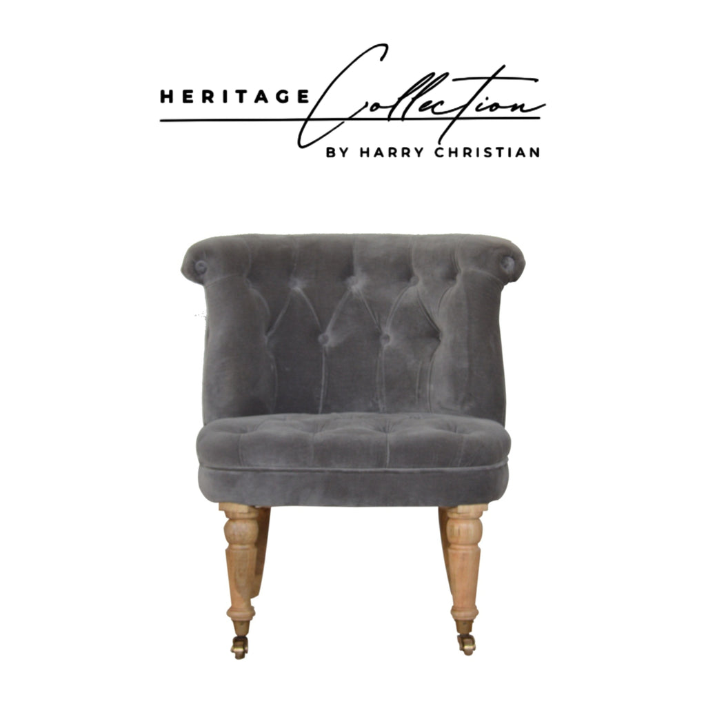 Heritage Collection Grey Velvet Accent Chair