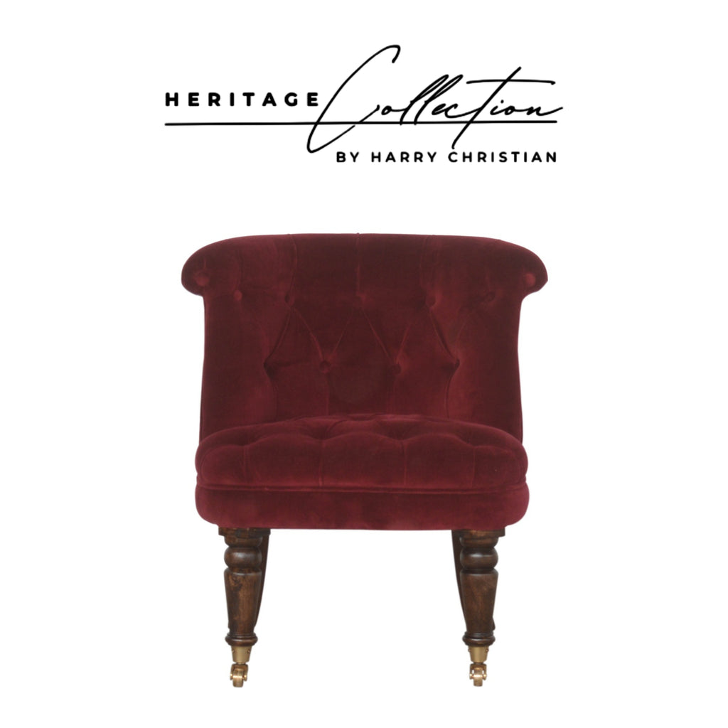 Heritage Collection Wine Red Velvet Accent Chair